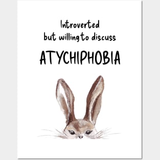 Introverted but willing to discuss ATYCHIPHOBIA bunny black text Posters and Art